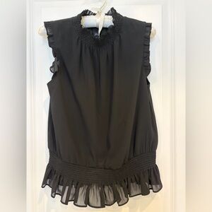 J. Crew Black Ruffle Trim Blouse